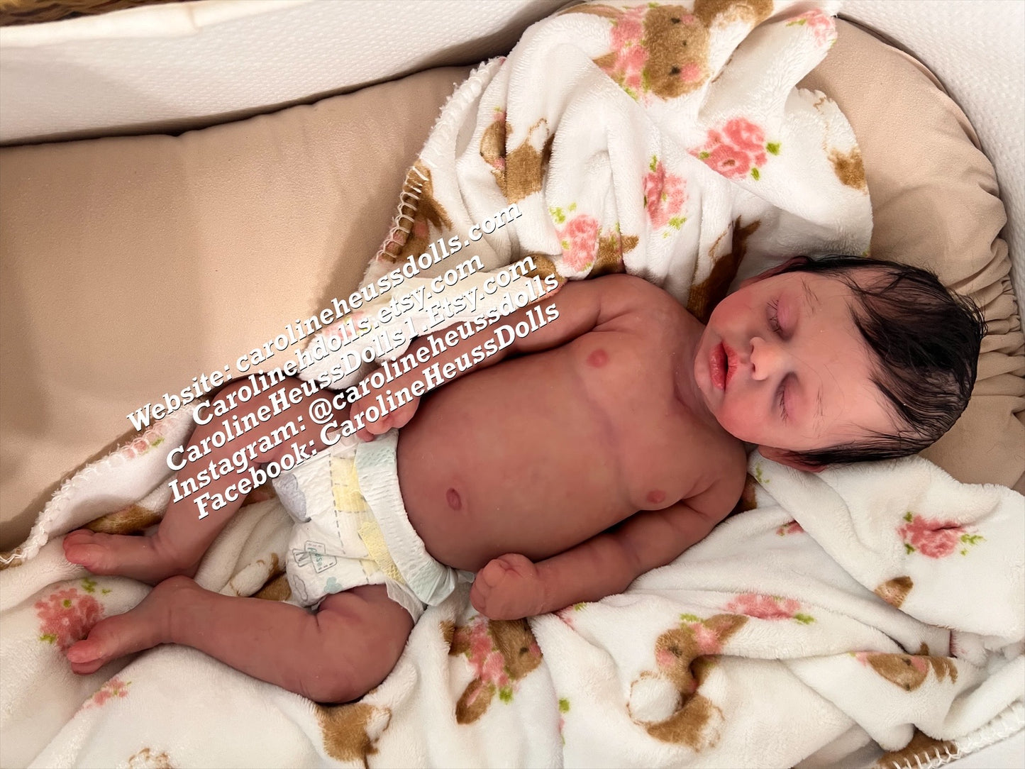 Custom order, soft full body silicone chubby 8lb newborn baby Olive