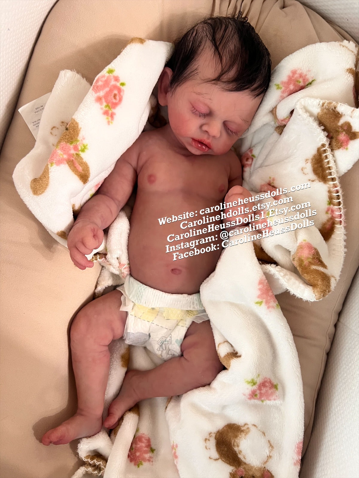 Custom order, soft full body silicone chubby 8lb newborn baby Olive