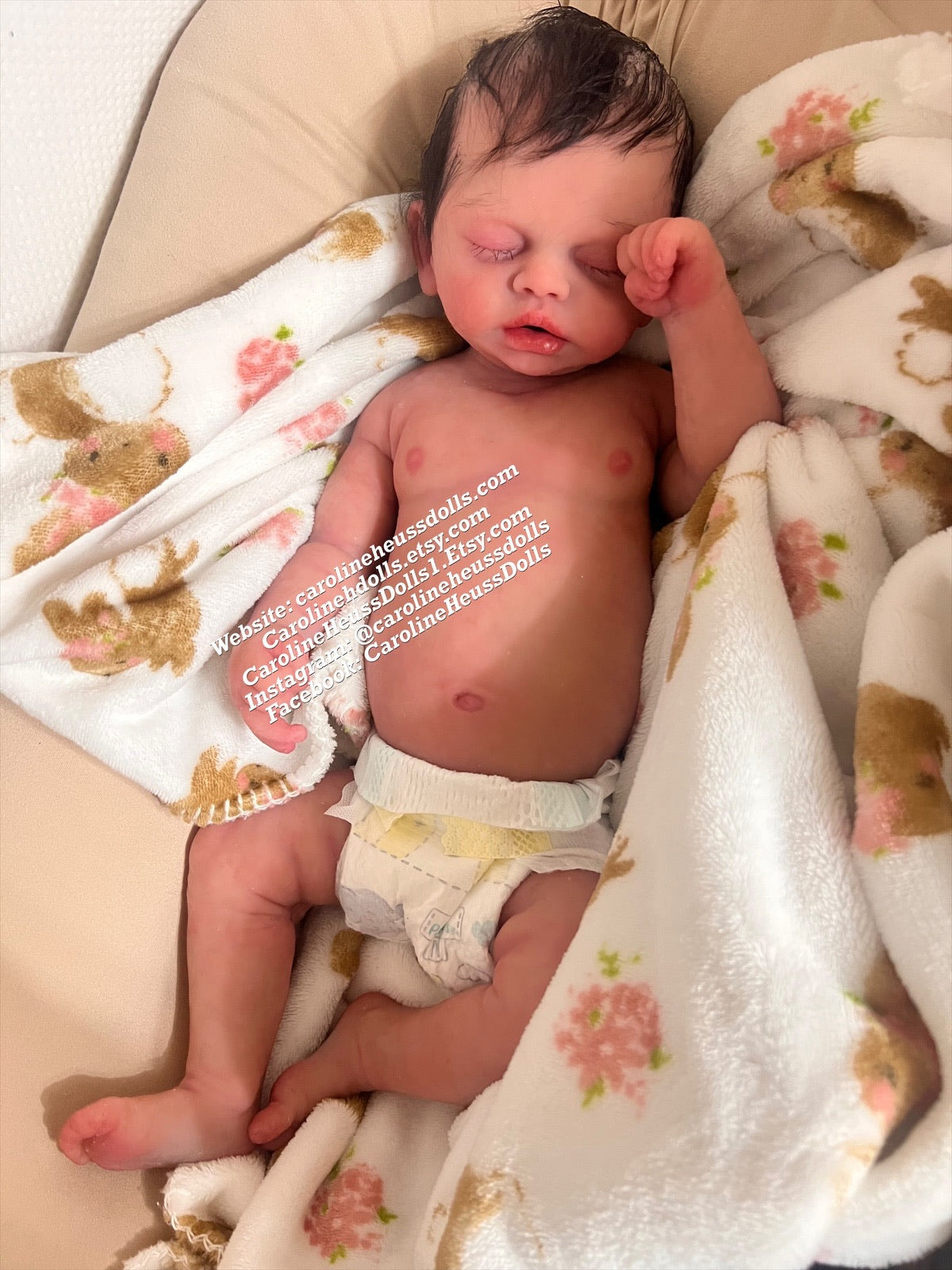 Custom order big newborn 8lb Olive, soft full body silicone