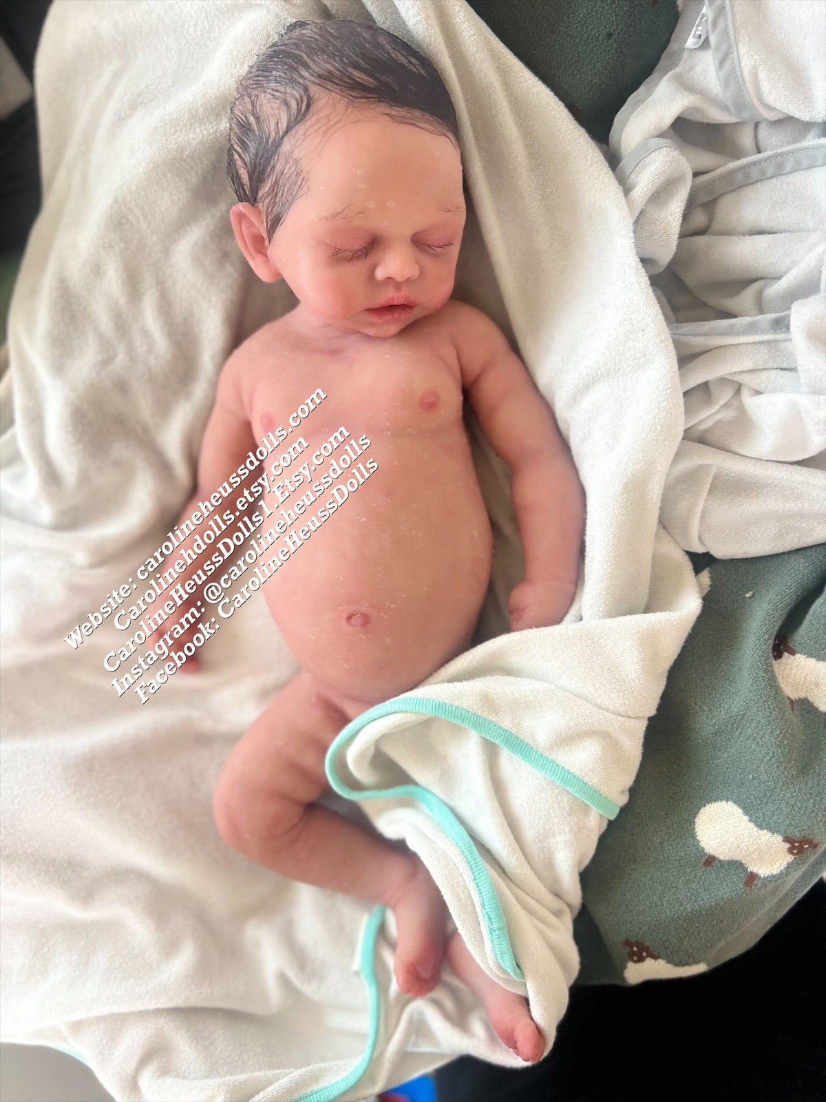 Custom order, soft full body silicone chubby 8lb newborn baby Olive