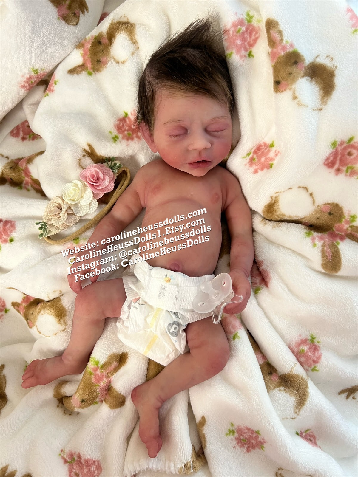 Ready to ship, full body solid silicone preemie River reborn baby girl. Ready for Christmas