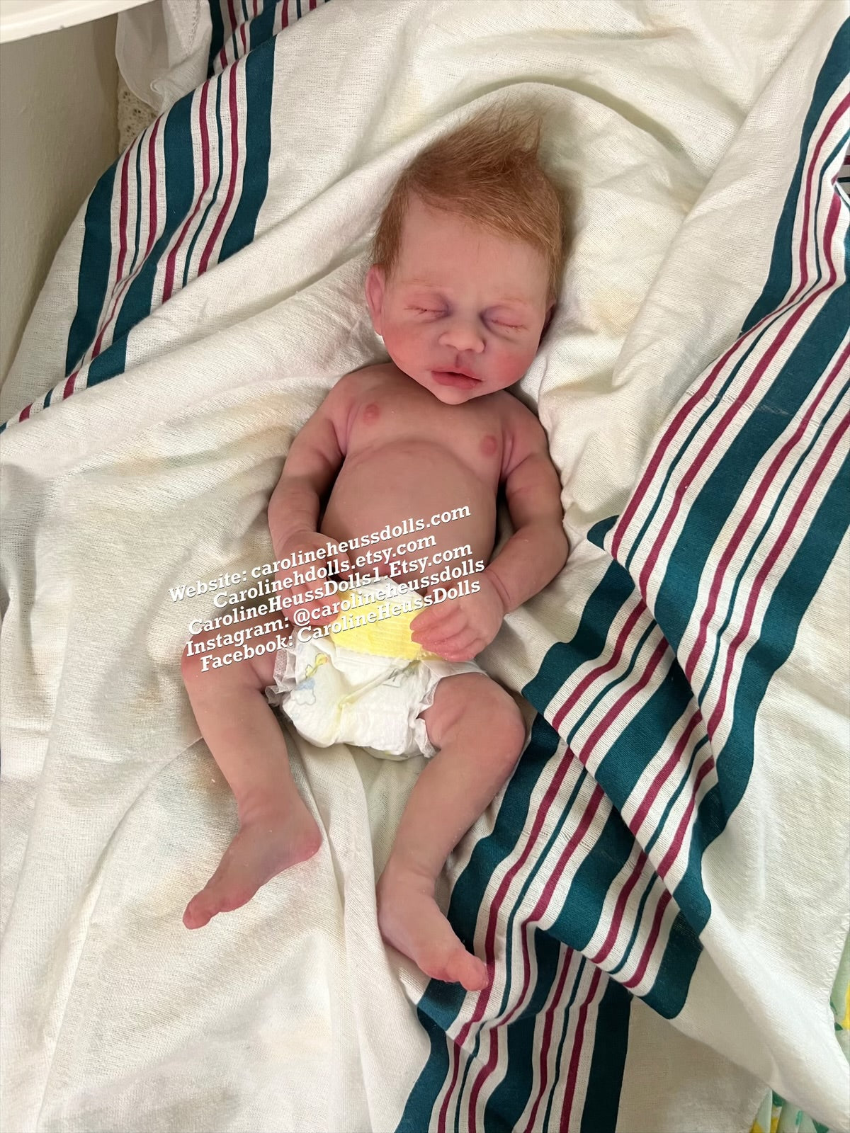 Ready to ship, full body solid silicone preemie River reborn baby girl. Ready for Christmas