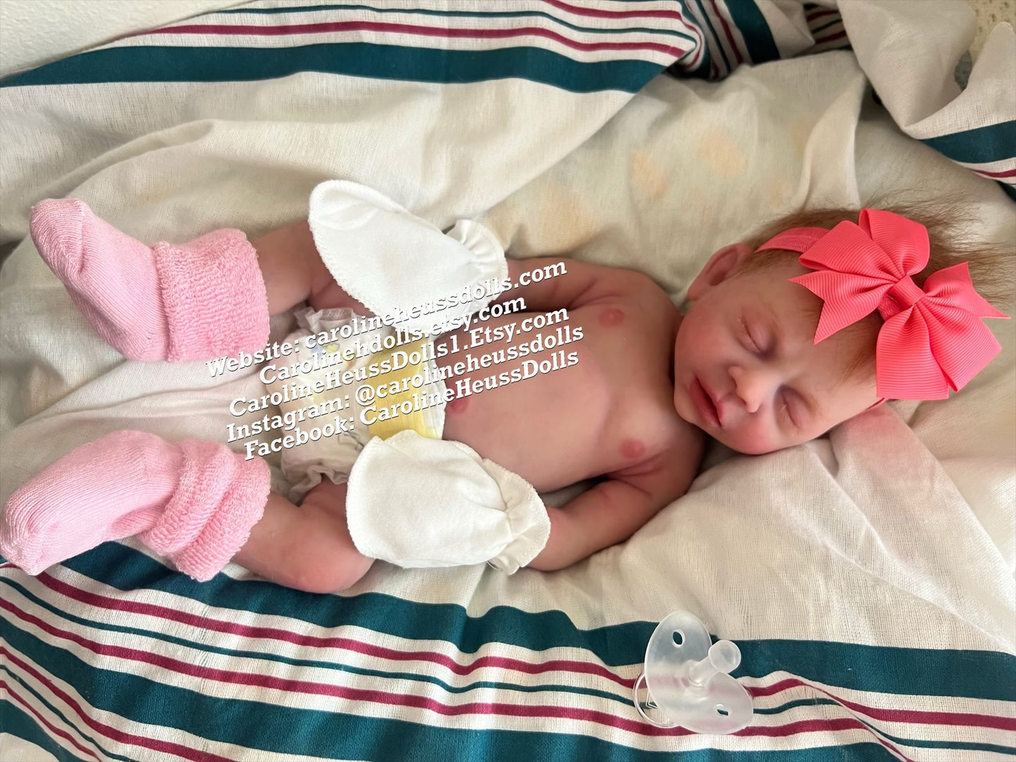 Ready to ship, full body solid silicone preemie River reborn baby girl. Ready for Christmas