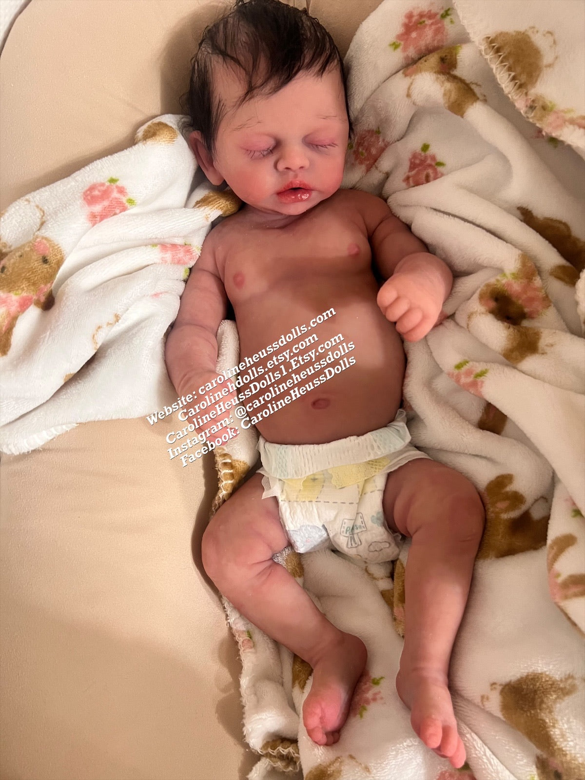 Custom order big newborn 8lb Olive, soft full body silicone