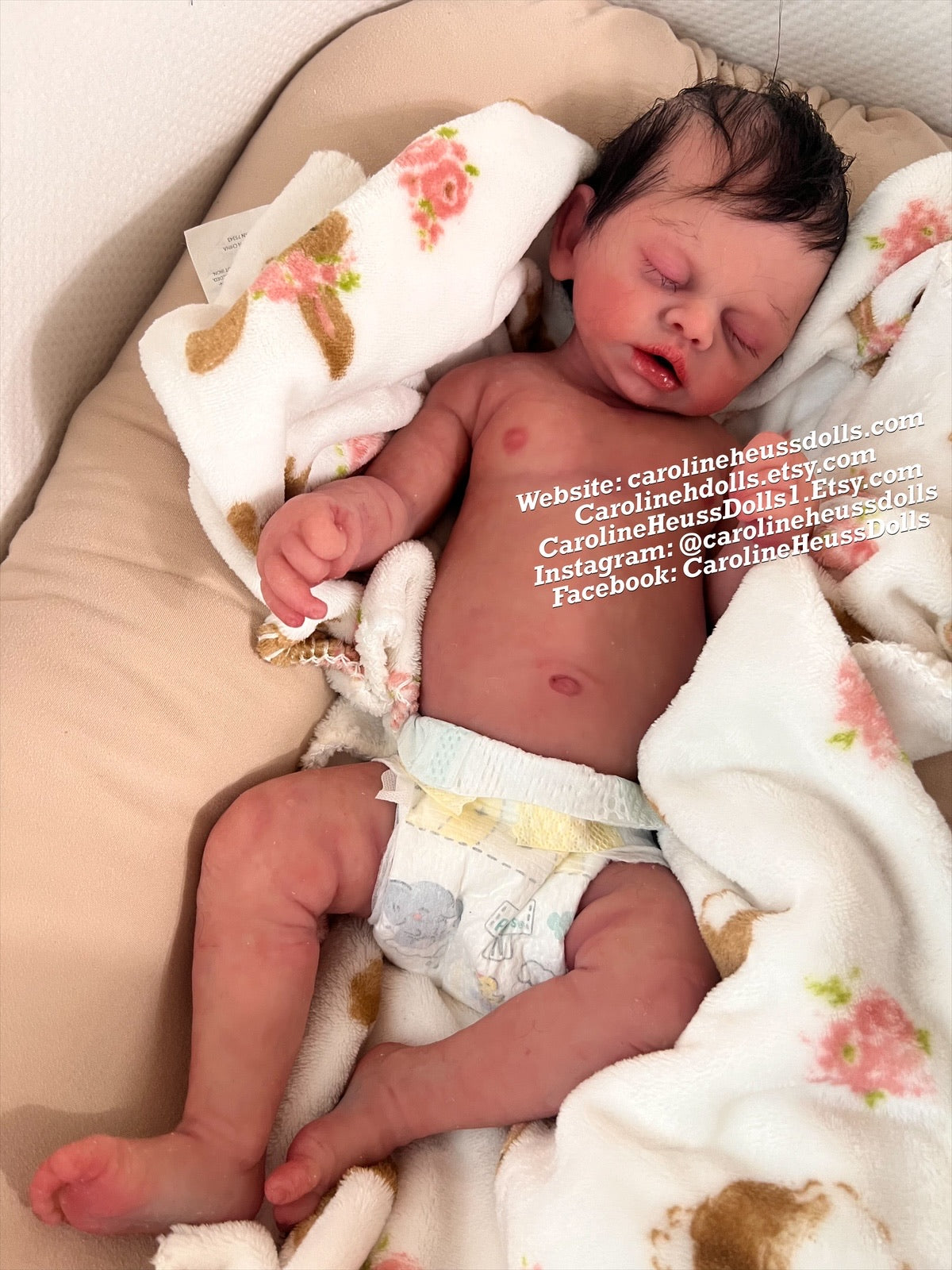 Custom order, soft full body silicone chubby 8lb newborn baby Olive