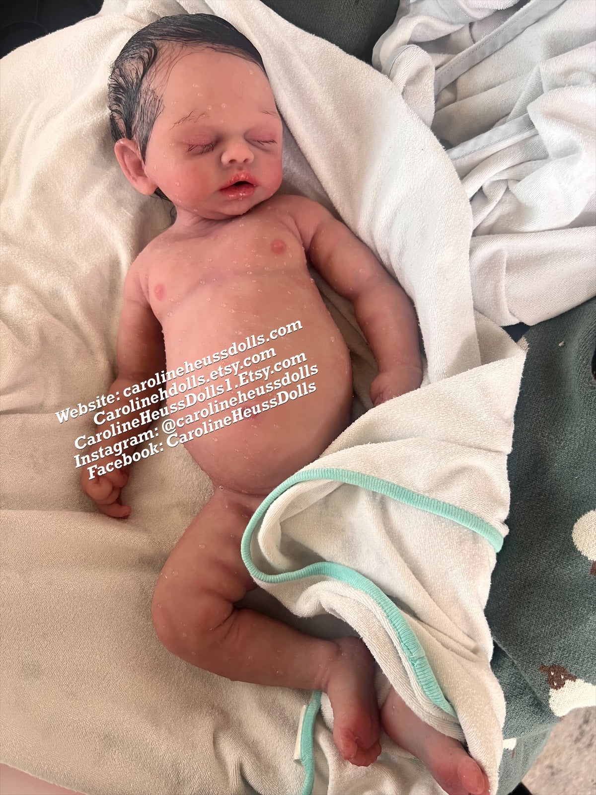 Custom order, soft full body silicone chubby 8lb newborn baby Olive