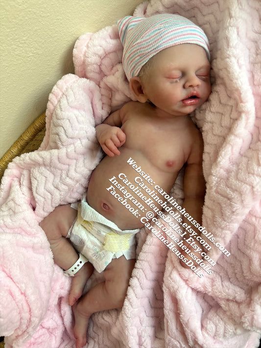 Custom order big newborn 8lb Olive, soft full body silicone
